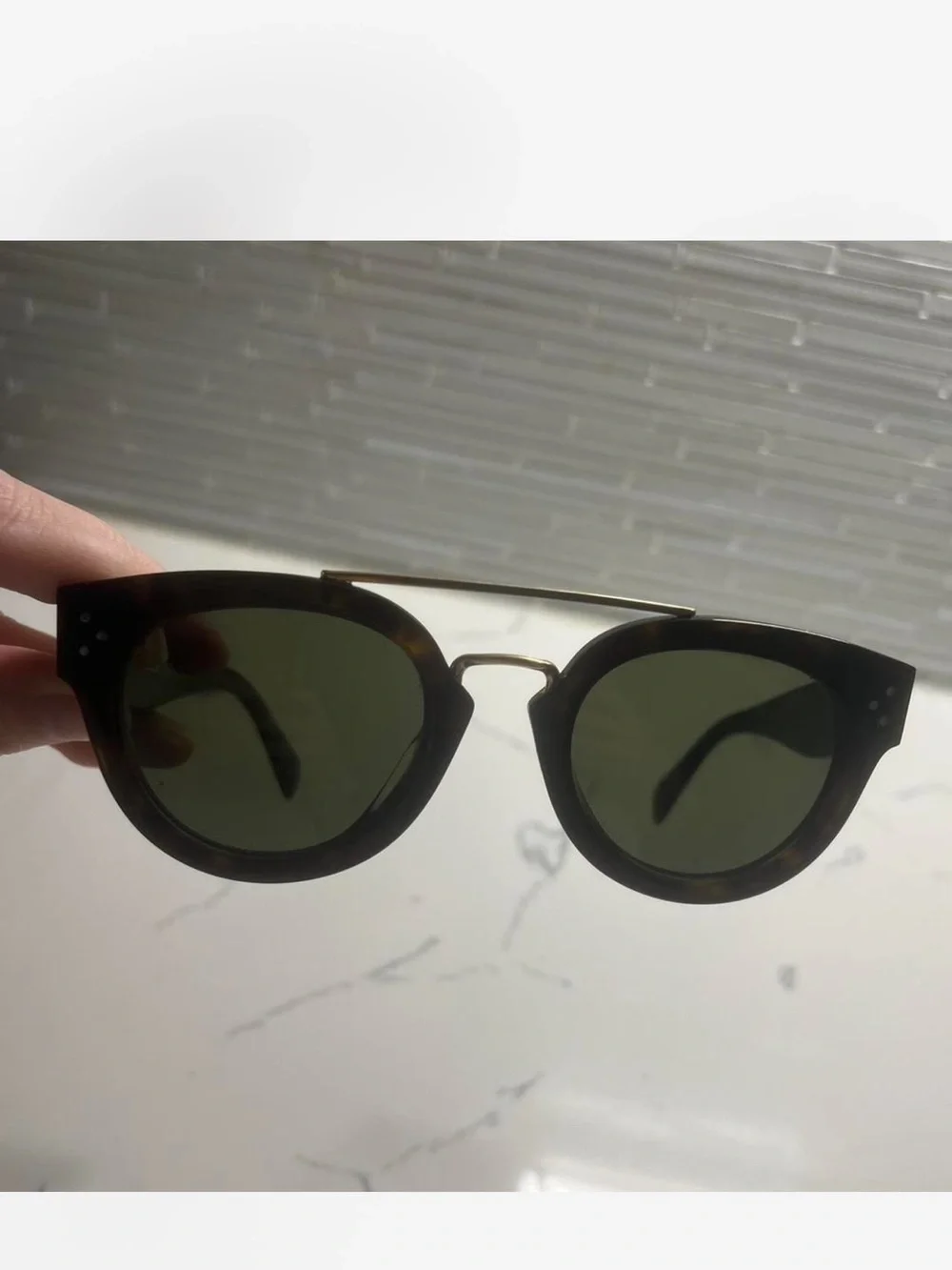 Celine Black Acetate Sunglasses with Gold Bridge